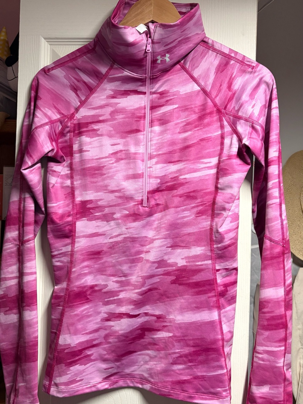 Under Armour Women’s Pink Camo Half-Zip Long-Sleeve Swim Top